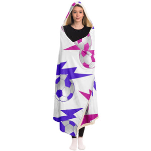 Lightning Bolt Pink/White Hooded Blanket