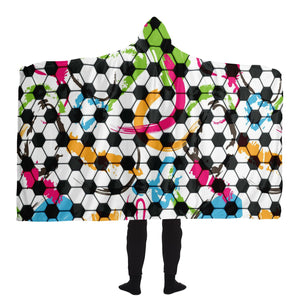 Soccer Ball Color Swirl Hooded Blanket