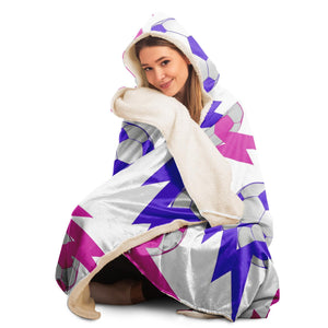 Lightning Bolt Pink/White Hooded Blanket