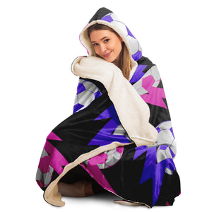 Soccer Lightning Bolt Pink/Black Hooded Blanket