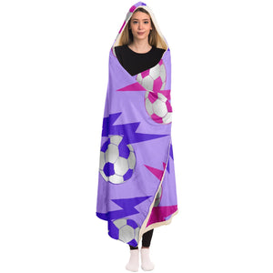 Soccer Lightning Bolt Pink/Purple Hooded Blanket