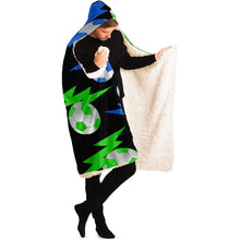 Load image into Gallery viewer, Lightning Bolt Blue/Black Hooded Blanket
