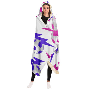 Lightning Bolt Pink/White Hooded Blanket