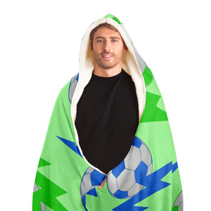 Lightning Bolt Blue/Green Hooded Blanket