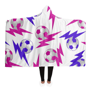 Lightning Bolt Pink/White Hooded Blanket