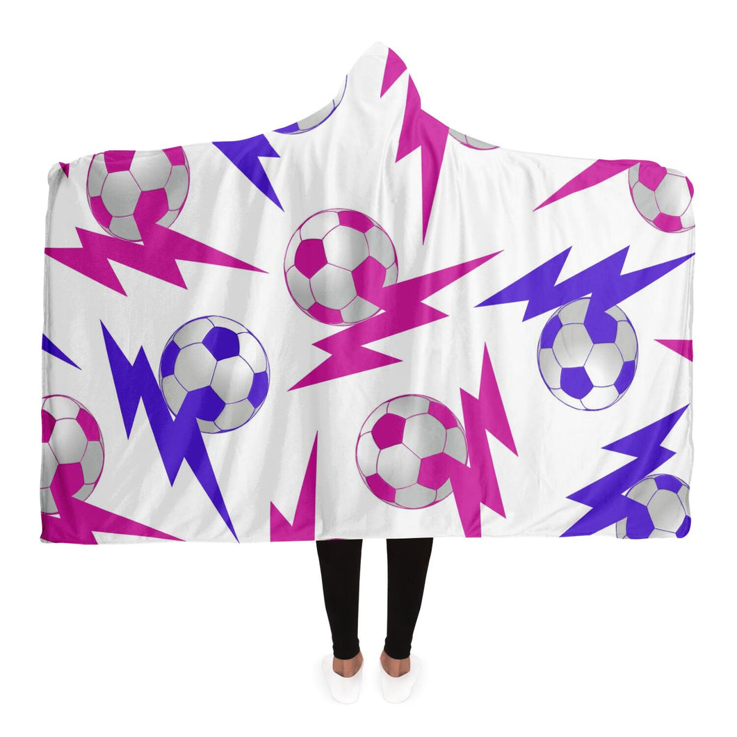 Lightning Bolt Pink/White Hooded Blanket