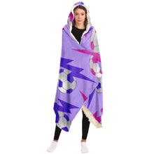 Load image into Gallery viewer, Soccer Lightning Bolt Pink/Purple Hooded Blanket
