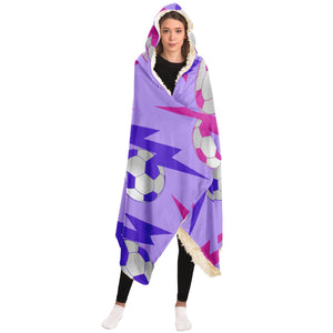 Soccer Lightning Bolt Pink/Purple Hooded Blanket