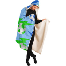 Load image into Gallery viewer, Soccer Lightning Bolt Blue/Blue Hooded Blanket
