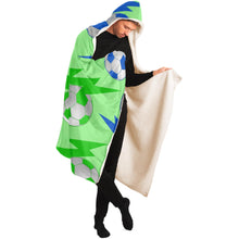 Load image into Gallery viewer, Lightning Bolt Blue/Green Hooded Blanket
