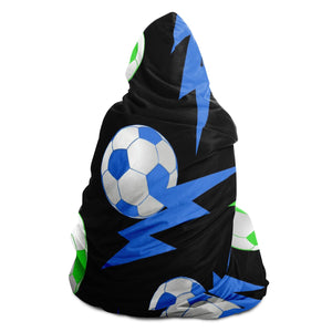 Lightning Bolt Blue/Black Hooded Blanket