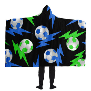 Lightning Bolt Blue/Black Hooded Blanket