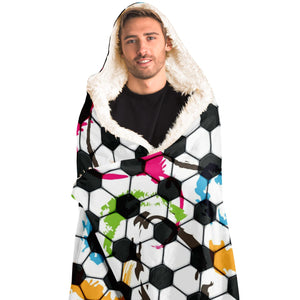 Soccer Ball Color Swirl Hooded Blanket