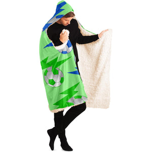 Lightning Bolt Blue/Green Hooded Blanket