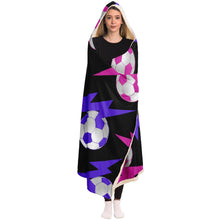 Load image into Gallery viewer, Soccer Lightning Bolt Pink/Black Hooded Blanket
