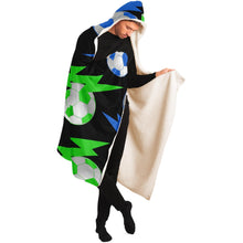 Load image into Gallery viewer, Lightning Bolt Blue/Black Hooded Blanket
