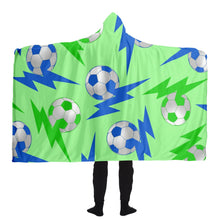 Load image into Gallery viewer, Lightning Bolt Blue/Green Hooded Blanket
