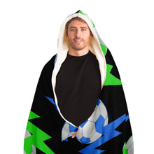 Load image into Gallery viewer, Lightning Bolt Blue/Black Hooded Blanket
