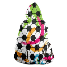 Load image into Gallery viewer, Soccer Ball Color Swirl Hooded Blanket
