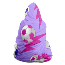 Load image into Gallery viewer, Soccer Lightning Bolt Pink/Purple Hooded Blanket
