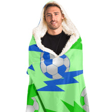 Load image into Gallery viewer, Lightning Bolt Blue/Green Hooded Blanket
