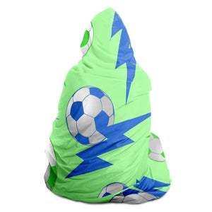 Lightning Bolt Blue/Green Hooded Blanket